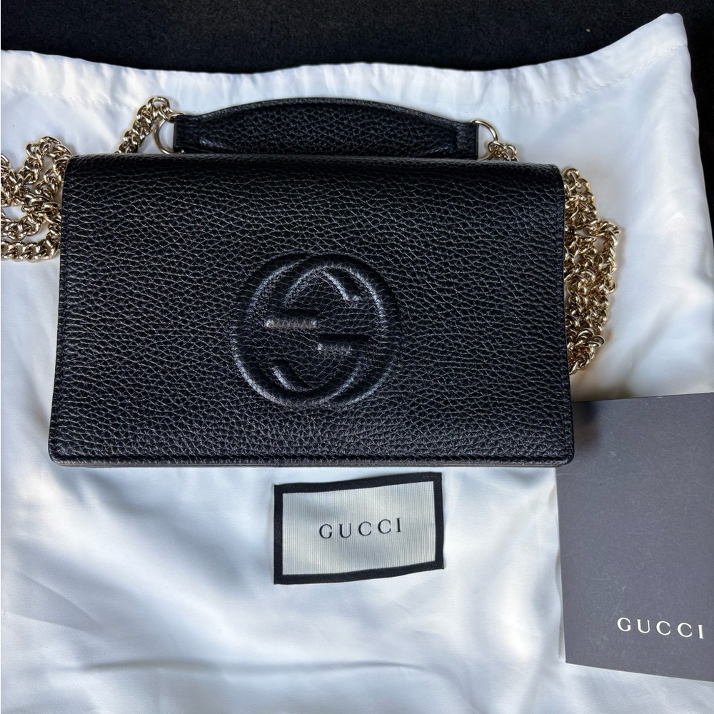 Gucci Black Pebbled Leather Crossbody Bag